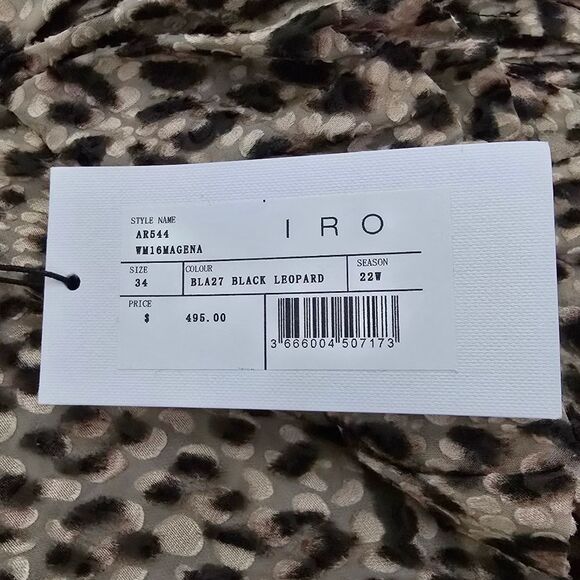 🆕️ IRO Magena Fil Coupé Chiffon Puff Sleeve Ruffle Long Sleeve Blouse Leopard - Picture 14 of 15